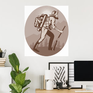 Prospector Miner Hiking Poster