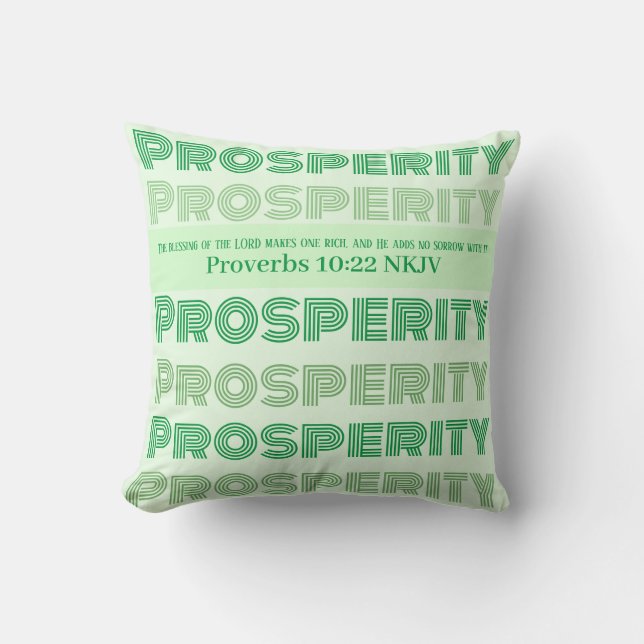 Prosperity Bible Verse Proverbs Light Green Cushion (Front)