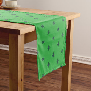 Prosperity Christmas Star - Dark Green Stars Long Table Runner