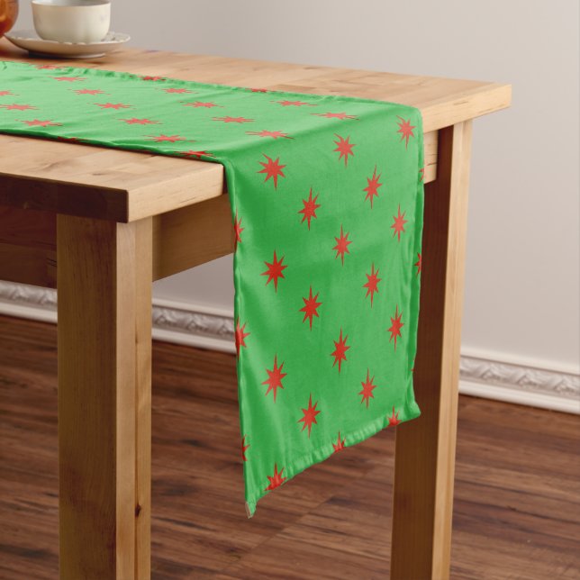 Prosperity Christmas Star - Red Stars Long Table Runner (In Situ)