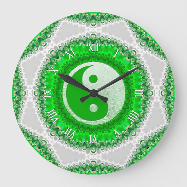 Prosperity Green YinYang FengShui Home Decor Clock (Front)