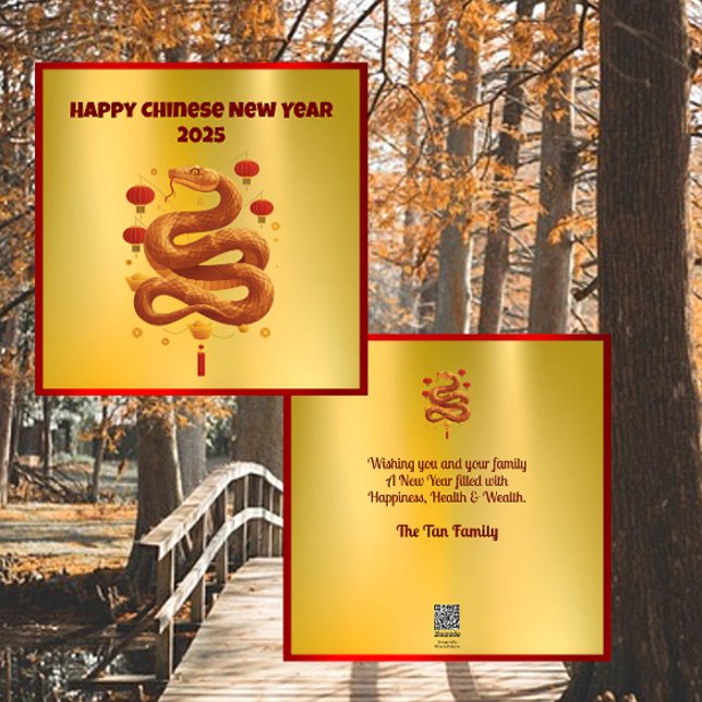 Prosperous Golden Snake Chinese New Year Greeting Holiday Card (Creator Uploaded)