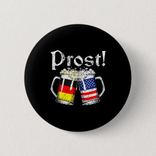 Prost Beer German American Flag Men Mug 6 Cm Round Badge