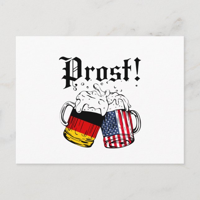 Prost Beer German American Flag Oktoberfest Announcement Postcard (Front)