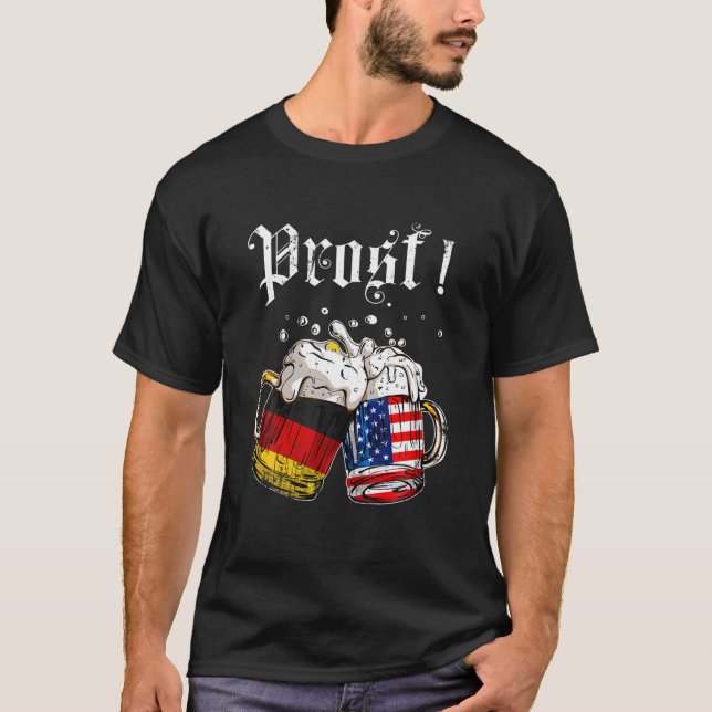 Prost Beer German American Flag Oktoberfest Men Mu T-Shirt (Front)