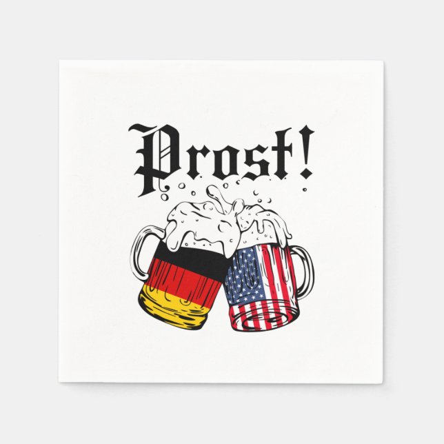 Prost Beer German American Flag Oktoberfest Napkin (Front)