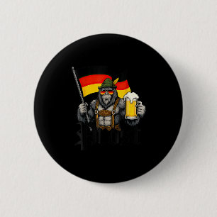 Prost Bigfoot Drinking Beer Lederhosen German  6 Cm Round Badge