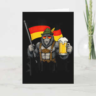 Prost Bigfoot Drinking Beer Lederhosen German  Card