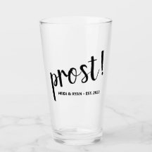 "Prost" Cheers Wedding Gift Beer Drink Glass