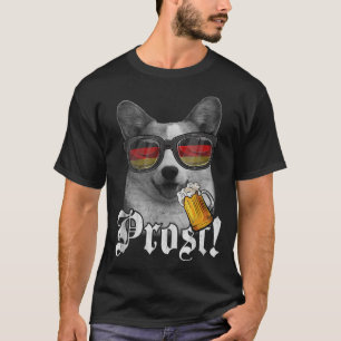 Prost Corgi Dog Mum Sunglasses German Flag Men Wom T-Shirt