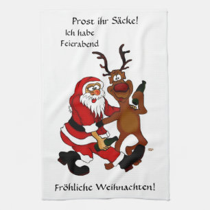 Prost it bags - Merry Christmas! German Text Tea Towel
