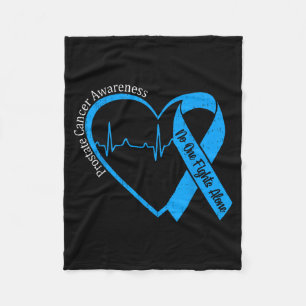 Prostate Cancer Awareness Heart Ribbon Blue Fleece Blanket