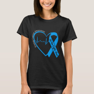 Prostate Cancer Awareness Heart Ribbon Blue T-Shirt