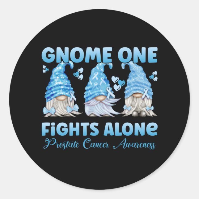 Prostate Cancer Awareness Light Blue Gnome Classic Round Sticker (Front)
