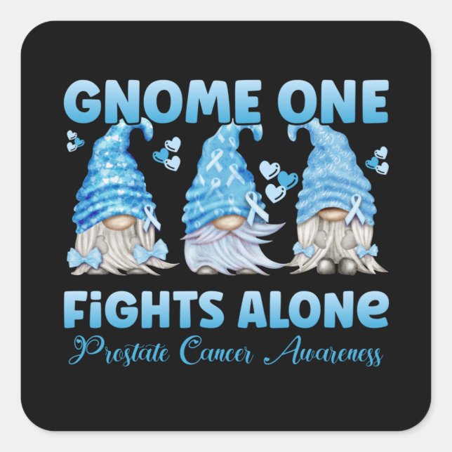 Prostate Cancer Awareness Light Blue Gnome Square Sticker (Front)