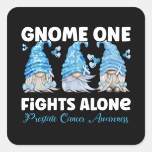 Prostate Cancer Awareness Light Blue Gnome Square Sticker