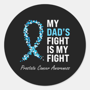 Prostate Cancer Awareness Light Blue Ribbon Dad Classic Round Sticker