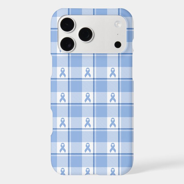 Prostate Cancer Awareness Plaid Light Blue Ribbon (Back)
