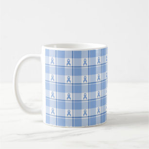 Prostate Cancer Awareness Plaid, Light Blue Ribbon Coffee Mug