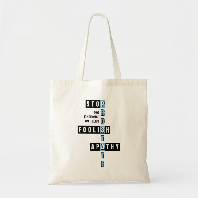Prostate Cancer Awareness STOP APATHY Tote Bag (Front)