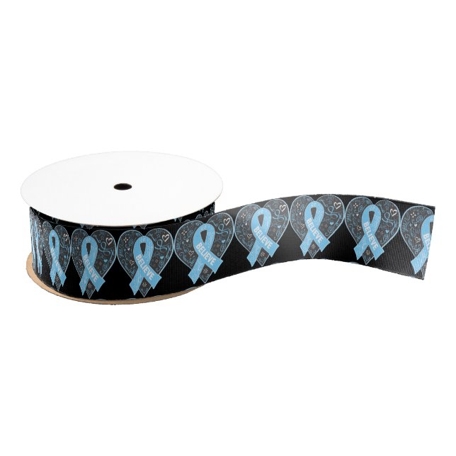 Prostate Cancer Believe Ribbon Heart Grosgrain Ribbon (Spool)