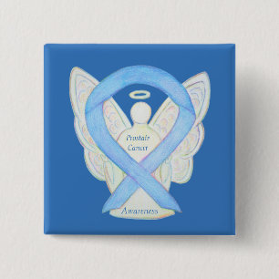 Prostate Cancer Blue Awareness Ribbon Angel Pin