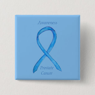 Prostate Cancer Blue Awareness Ribbon Custom Pin