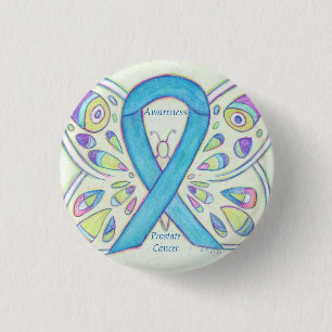 Prostate Cancer Blue Awareness Ribbon Custom Pin