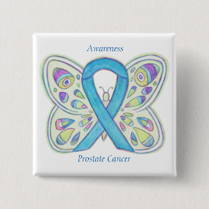 Prostate Cancer Blue Awareness Ribbon Custom Pin