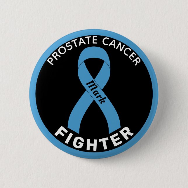 Prostate Cancer Fighter Ribbon Black Button (Front)