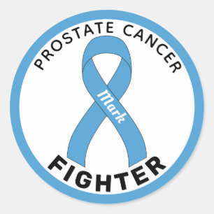 Prostate Cancer Fighter Ribbon White Classic Round Sticker