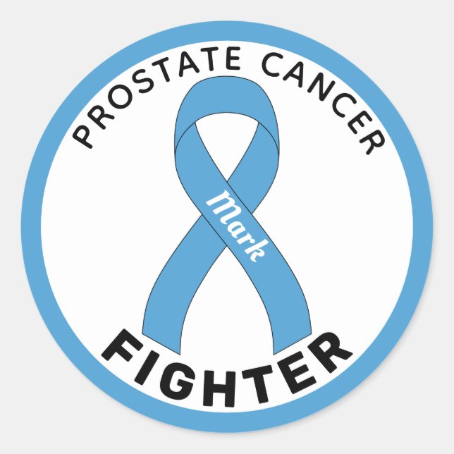  Prostate Cancer Fighter Ribbon White  Classic Round Sticker (Front)