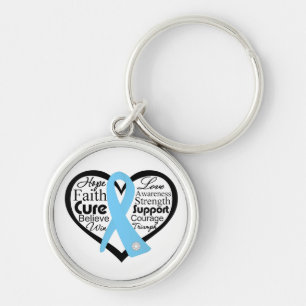 Prostate Cancer Heart Ribbon Collage Key Ring