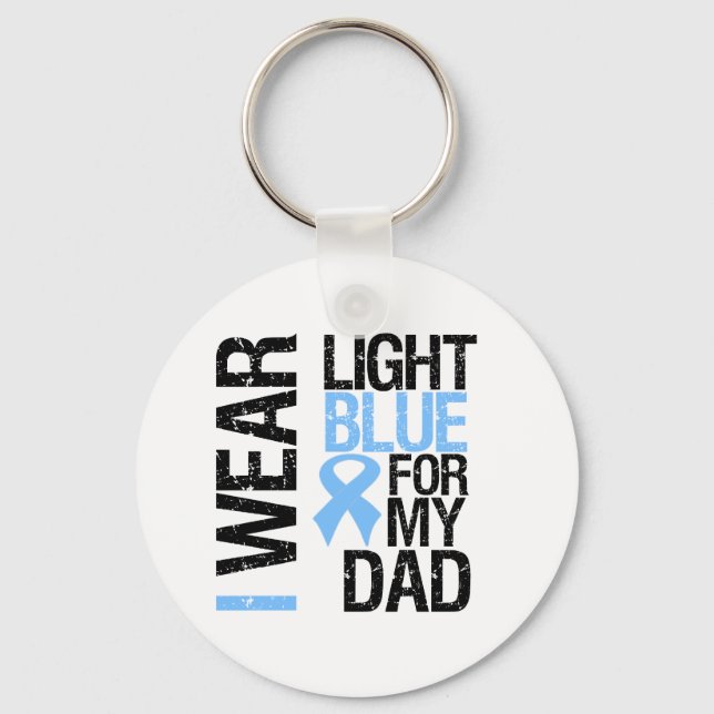 Prostate Cancer Light Blue Ribbon Dad Key Ring (Front)
