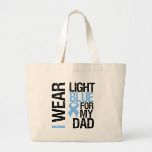 Prostate Cancer Light Blue Ribbon Dad Large Tote Bag