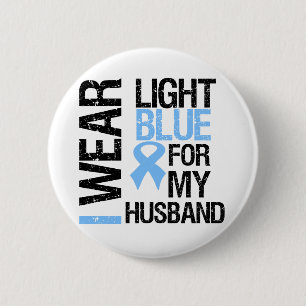 Prostate Cancer Light Blue Ribbon Husband 6 Cm Round Badge