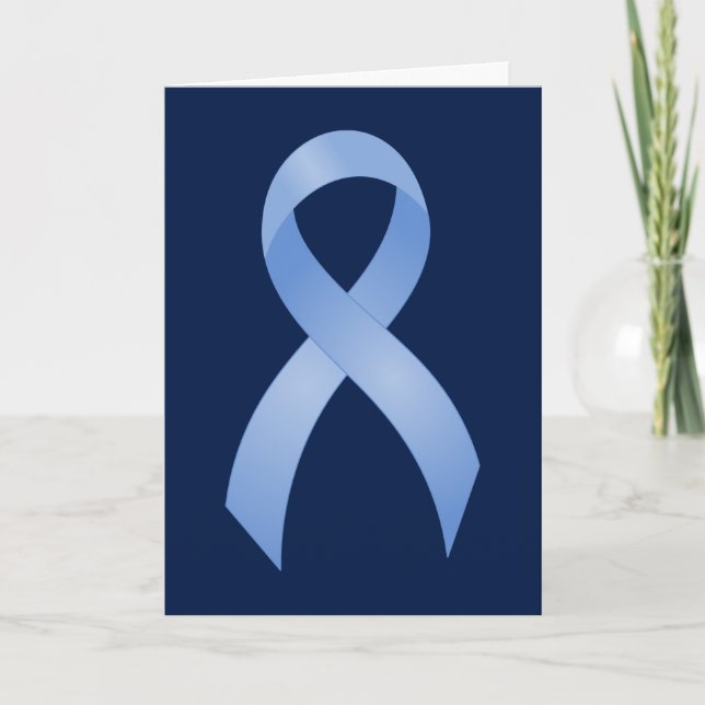 Prostate Cancer Light Blue Ribbon Thank You Card (Front)