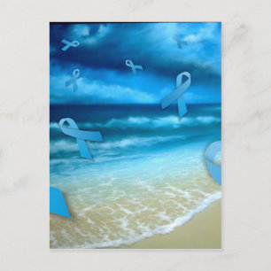 Prostate Cancer Ribbons Floaing Over the Beach Postcard