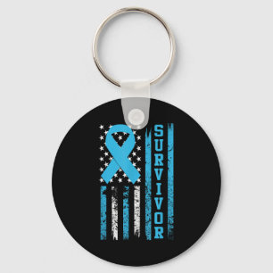 Prostate Cancer Survivor Bold Blue Illustration Key Ring