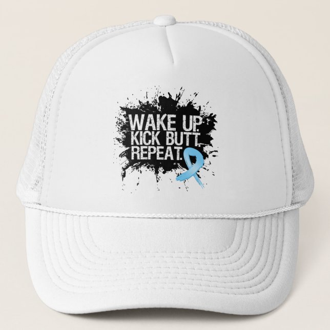 Prostate Cancer Wake Up...Kick Butt...Repeat Trucker Hat (Front)