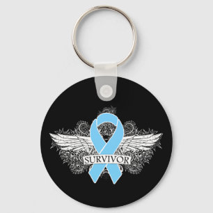 Prostate Cancer Winged SURVIVOR Ribbon Key Ring