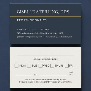 Prosthodontics Office Appointment Reminder Business Card