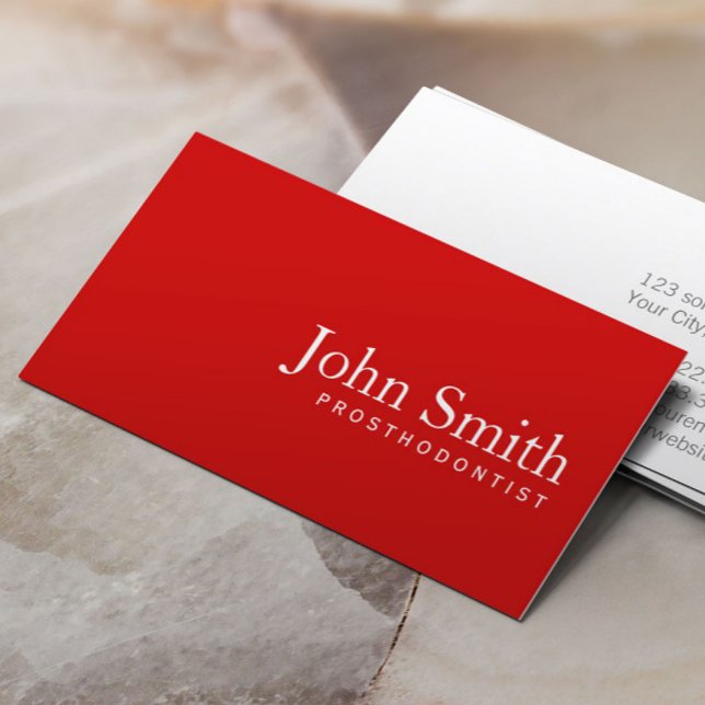 Prosthodontics Plain Red Minimalist Business Card (Creator Uploaded)