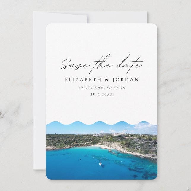 Protaras Cyprus Wedding Destination Save the Date Invitation (Front)