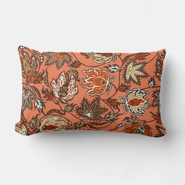 Protea Batik Tropical Flower Lumbar Pillows (Front)