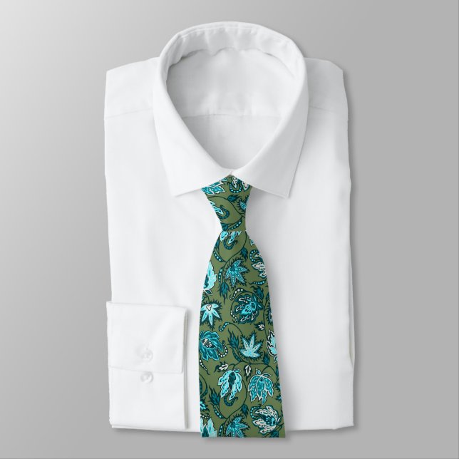 Protea Batik Tropical Two-sided Printed Tie (Tied)