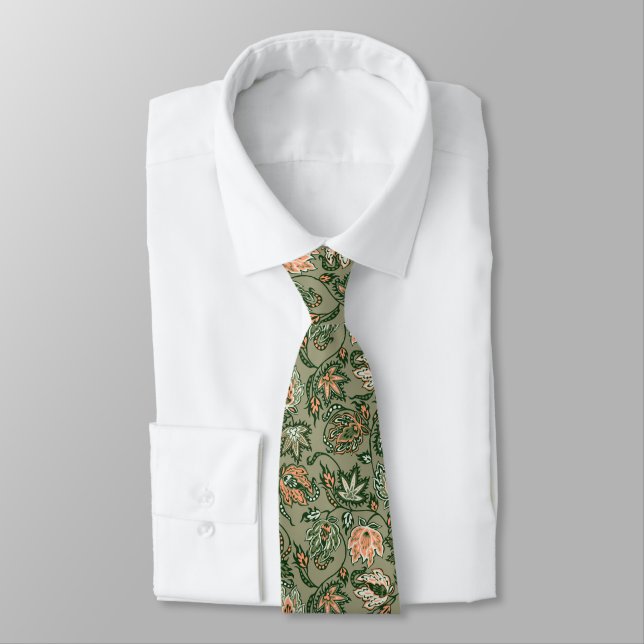 Protea Batik Tropical Two-sided Printed Tie (Tied)