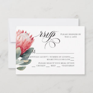 Protea Blush Watercolor Flowers RSVP Card