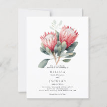 Protea Blush Watercolor Flowers Wedding