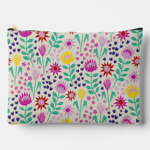 Protea Floral Block Print Millefleur lights Accessory Pouch